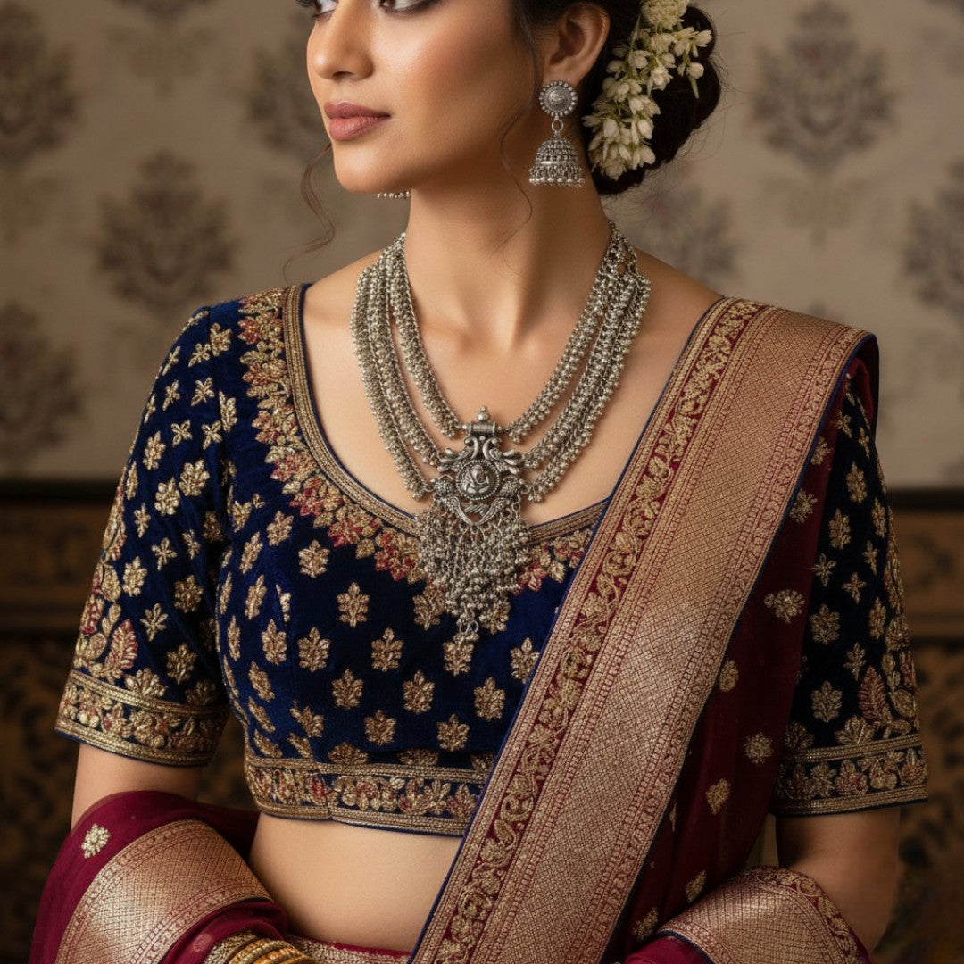 Halskette - lange mit Ohrringe - Oxidiert