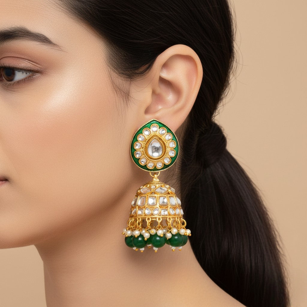 Kundan Ohrringe - Jumkha | gold | grün
