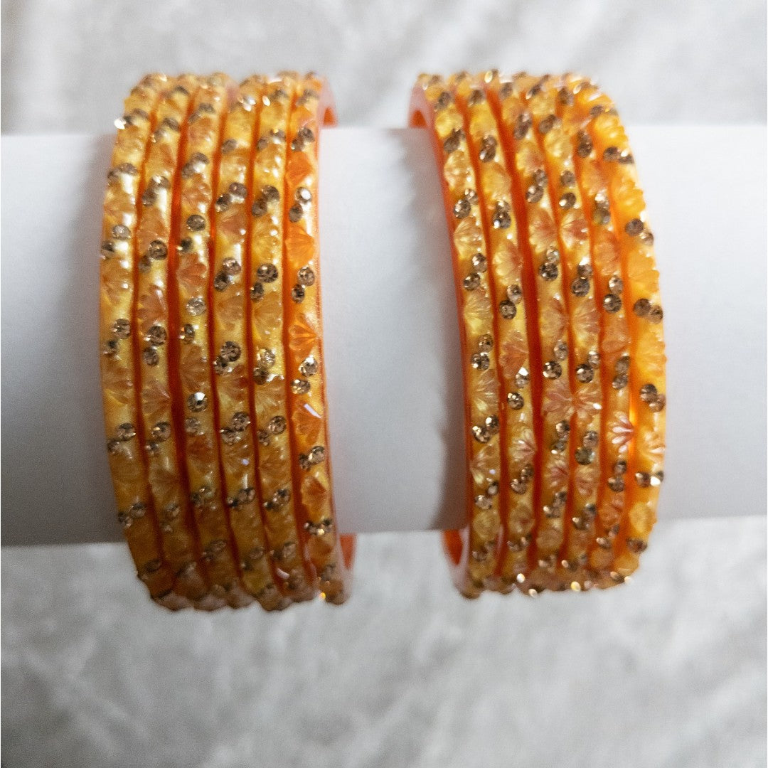 Rain Drop - Lotus- Glas Armreifen – 12er Set - orange