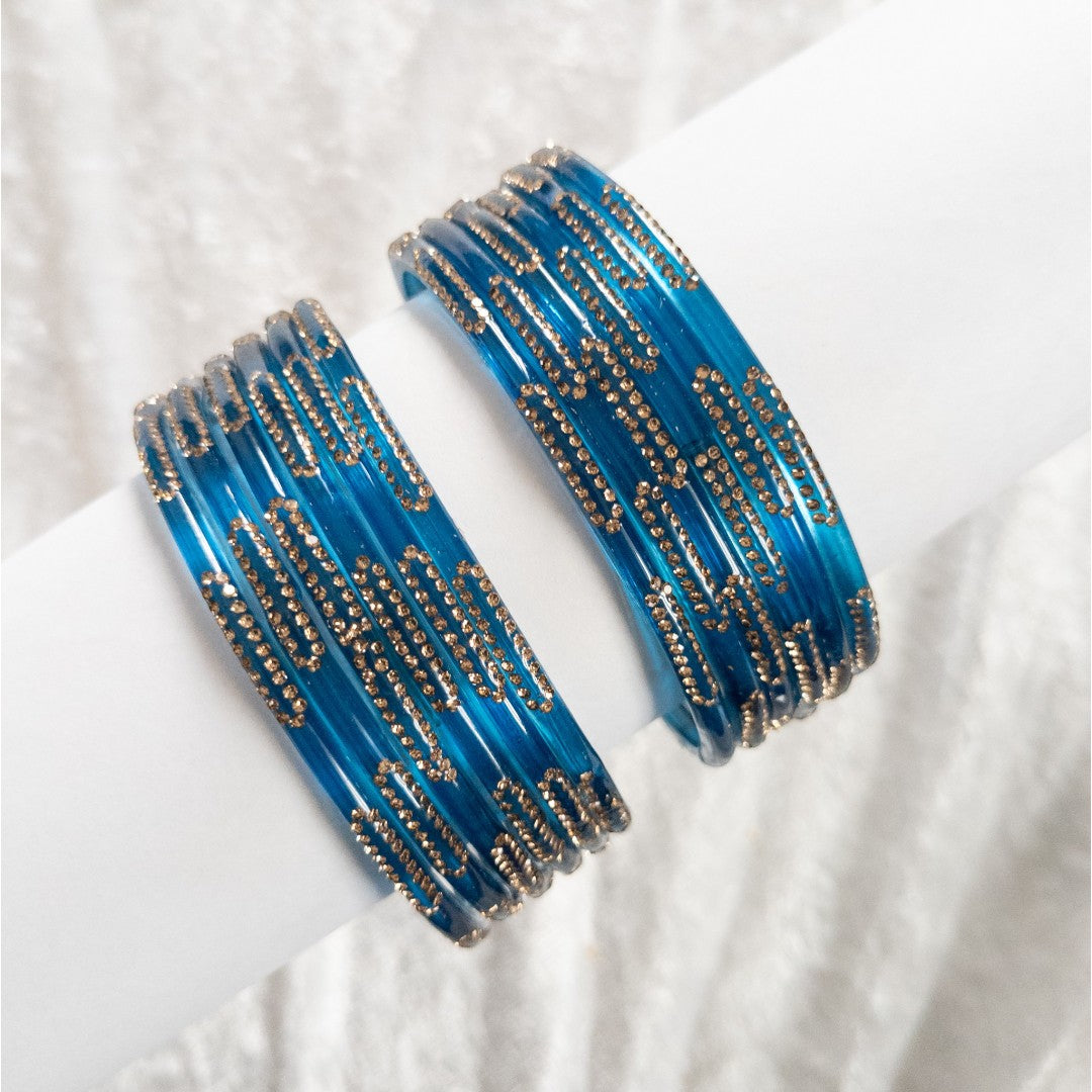 Kushi- Glas Armreifen – 12er Set - Blau