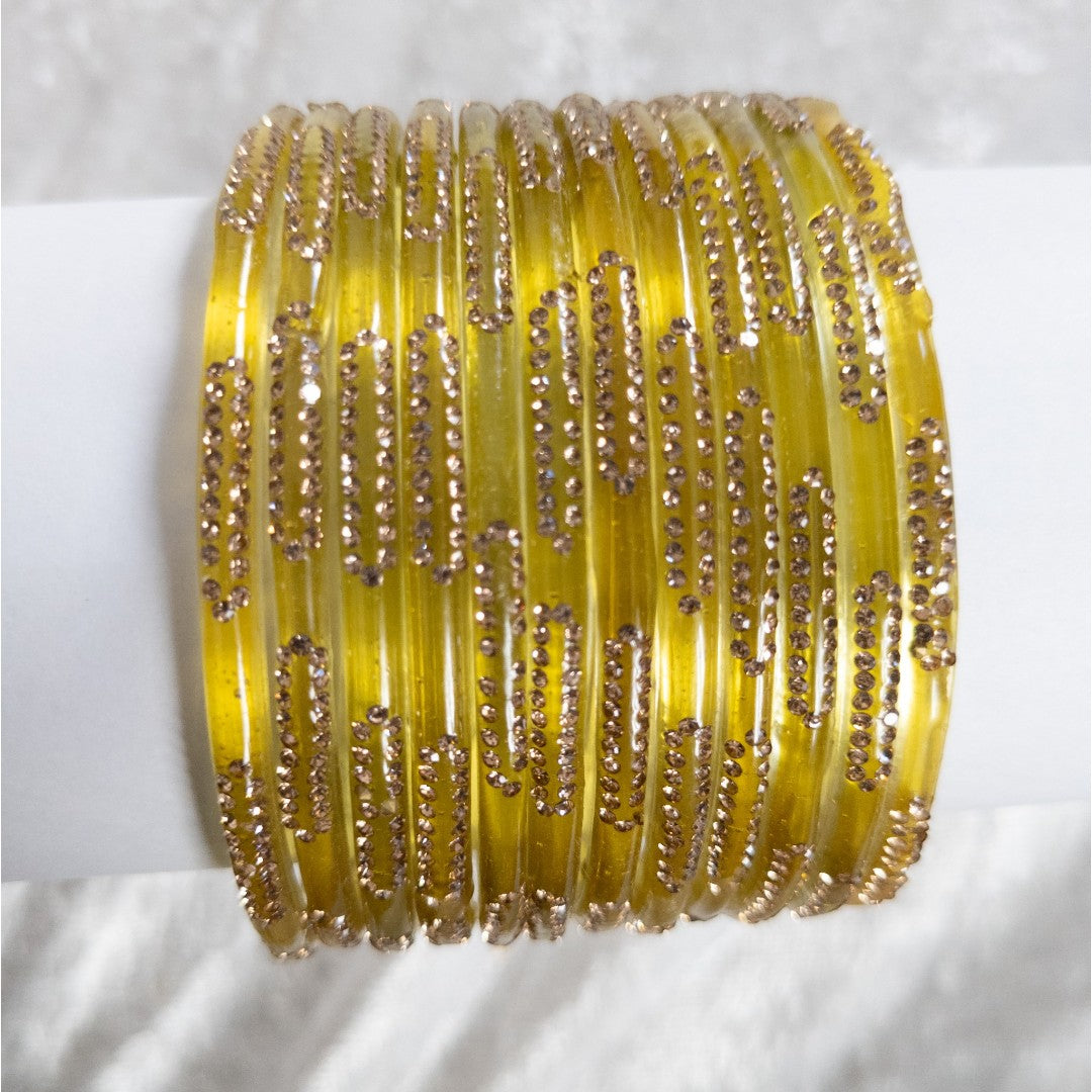 Rain Drop Glass Bangles – Set of 12 - Dark Blue