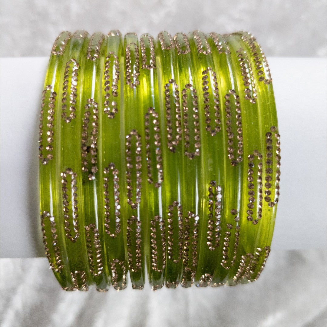 Rain Drop Glass Bangles – Set of 12 - Dark Blue