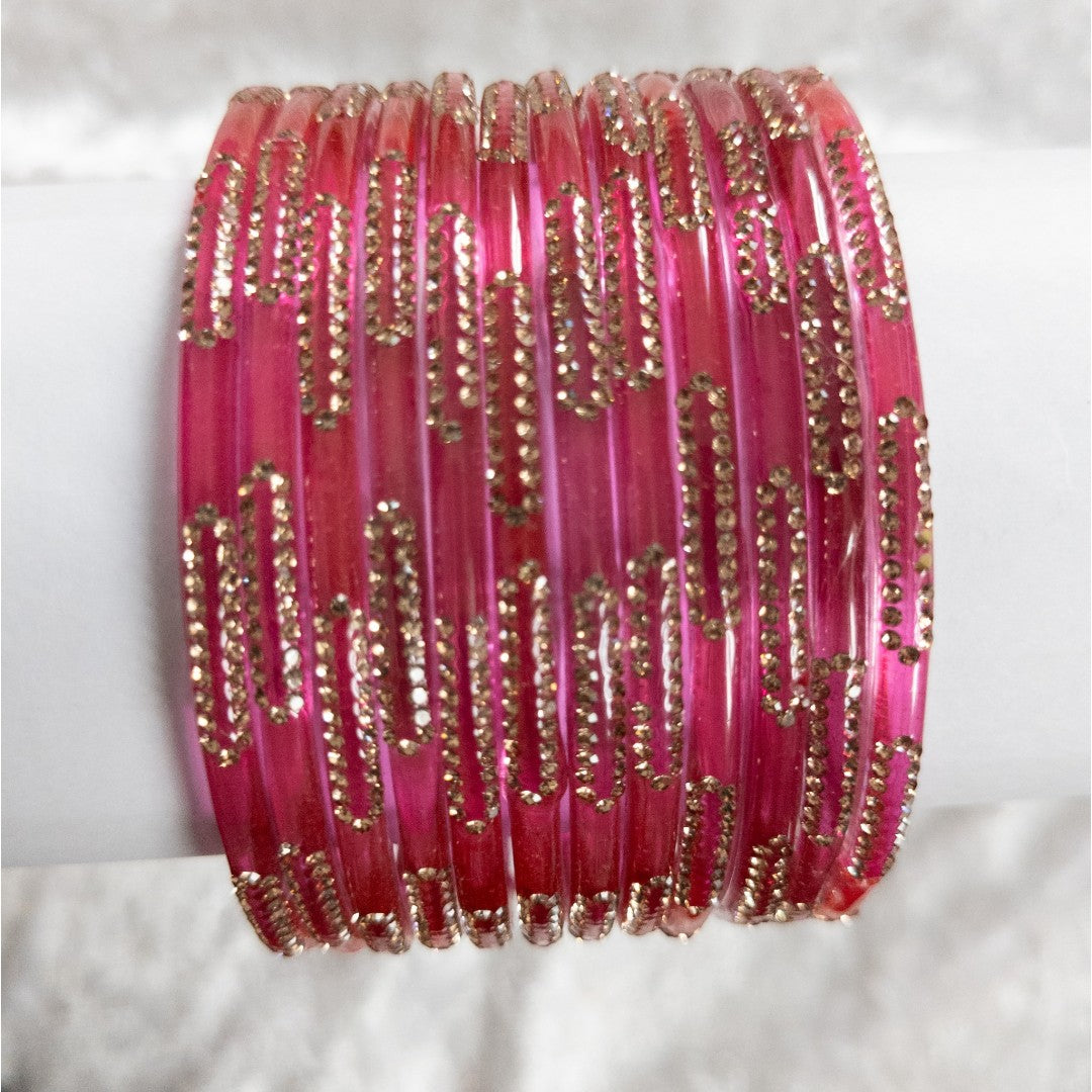 Rain Drop Glass Bangles – Set of 12 - Dark Blue