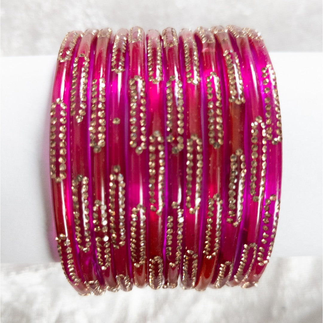 Rain Drop Glass Bangles – Set of 12 - Dark Blue