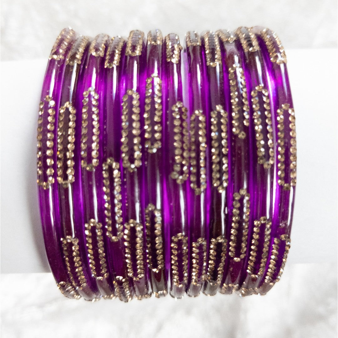 Rain Drop Glass Bangles – Set of 12 - Dark Blue