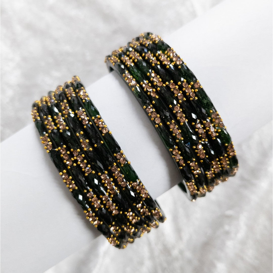 Rain Drop Glass Bangles – Set of 12 - Dark Blue