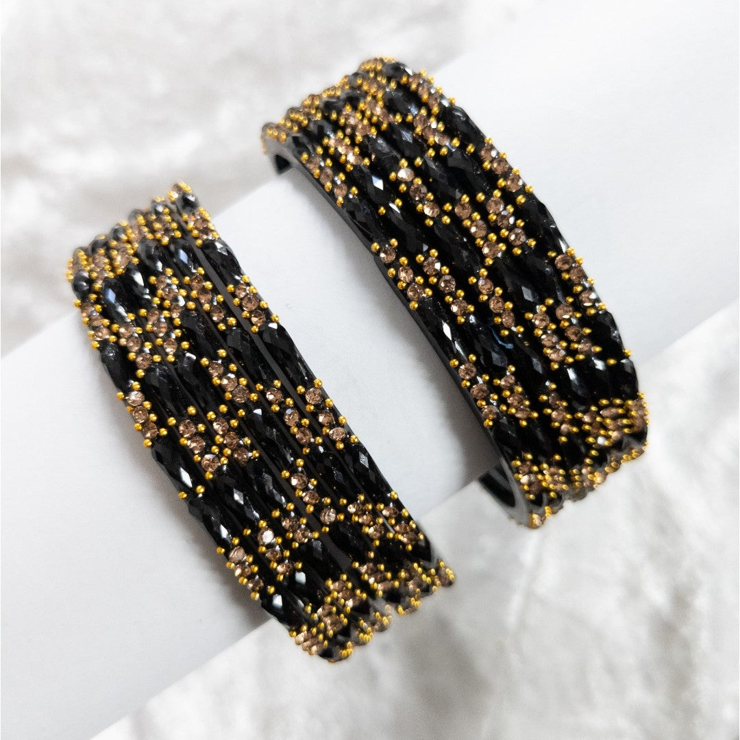Rain Drop Glass Bangles – Set of 12 - Dark Blue