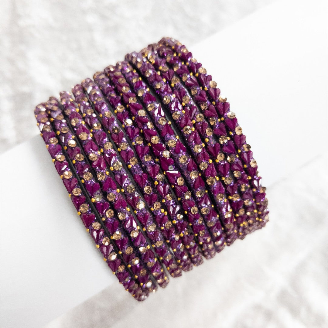 Rain Drop Glass Bangles – Set of 12 - Dark Blue