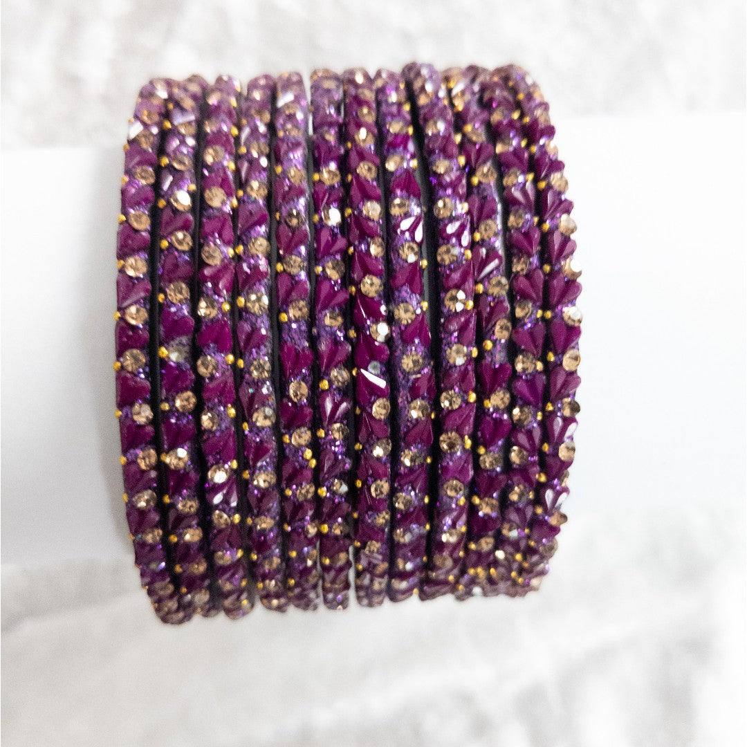 Rain Drop Glass Bangles – Set of 12 - Dark Blue
