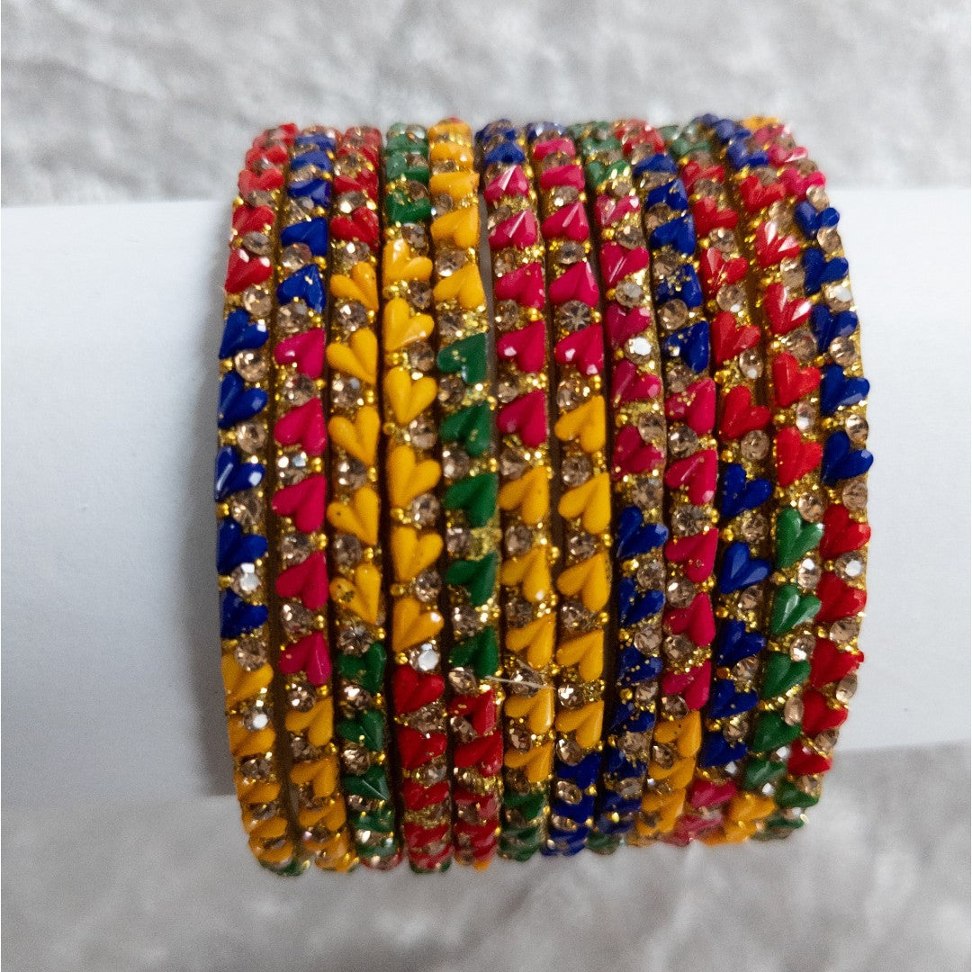 Rain Drop Glass Bangles – Set of 12 - Dark Blue