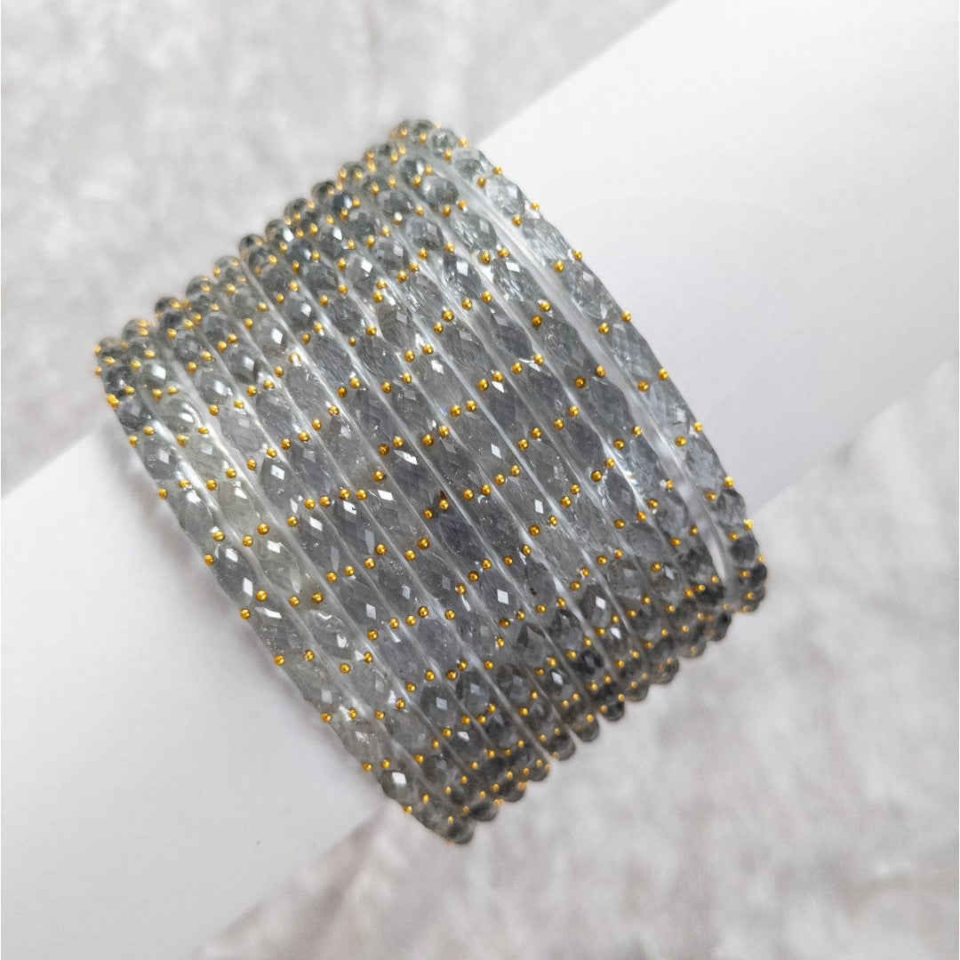Rain Drop Glass Bangles – Set of 12 - Dark Blue