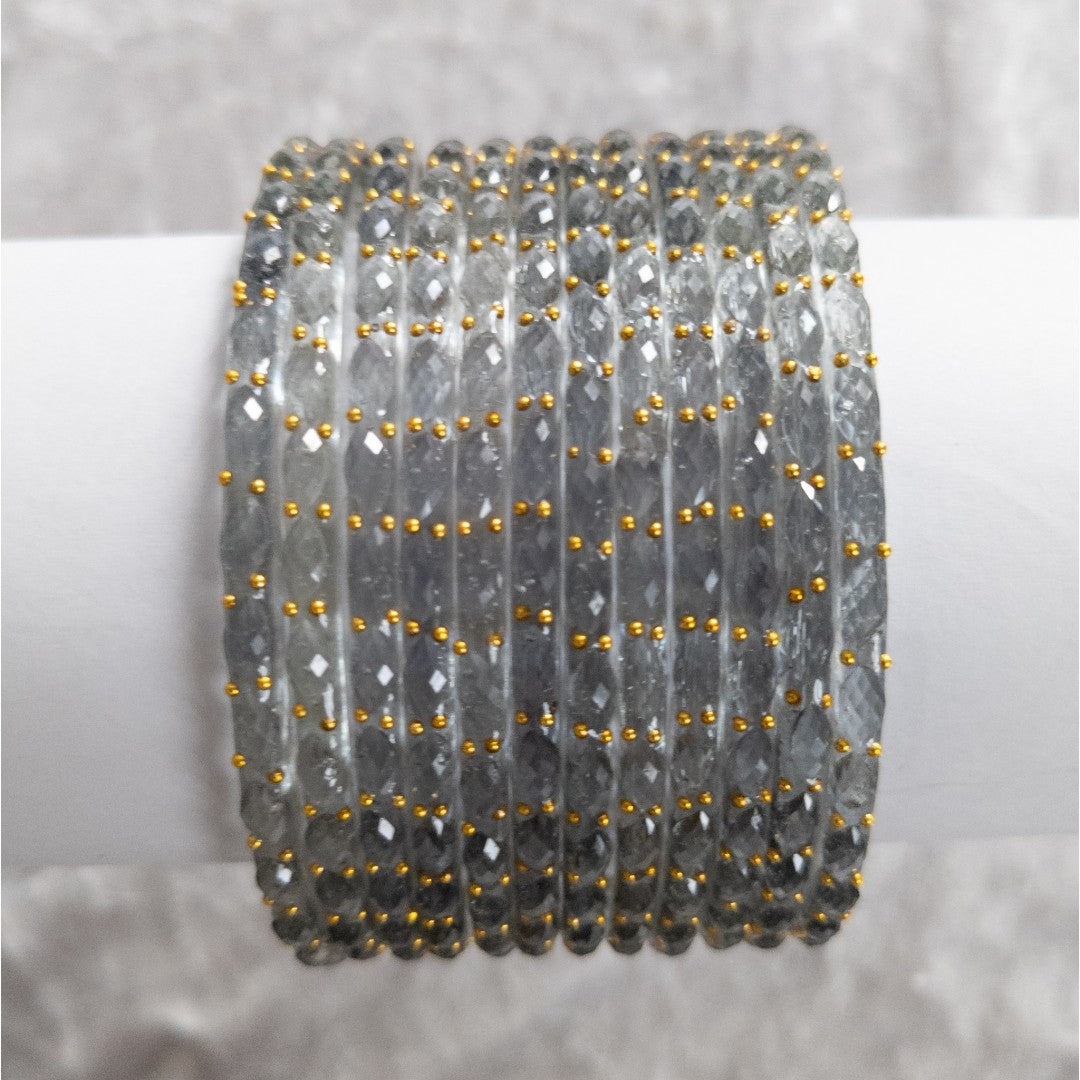 Rain Drop Glass Bangles – Set of 12 - Dark Blue