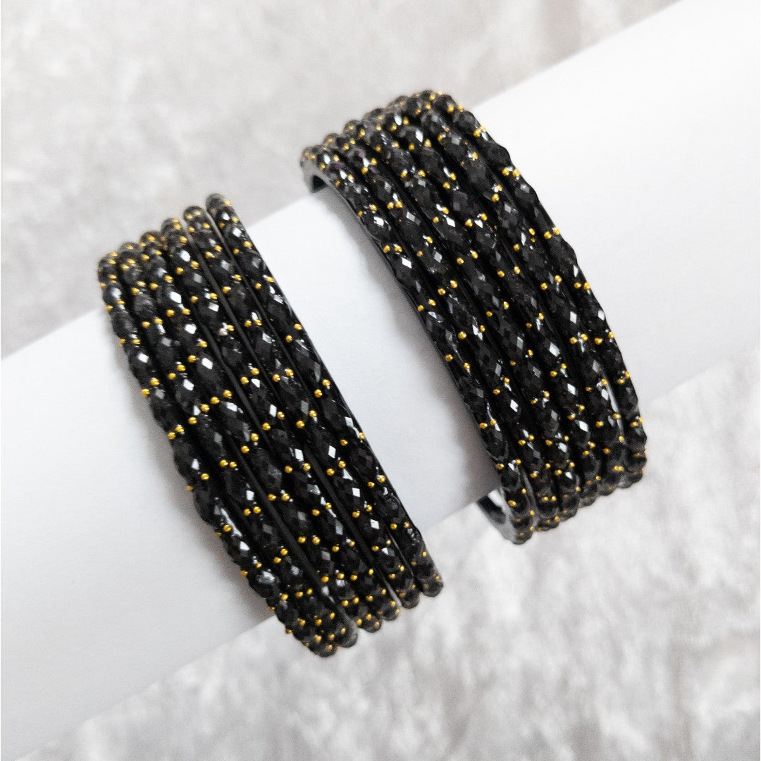 Rain Drop Glass Bangles – Set of 12 - Dark Blue