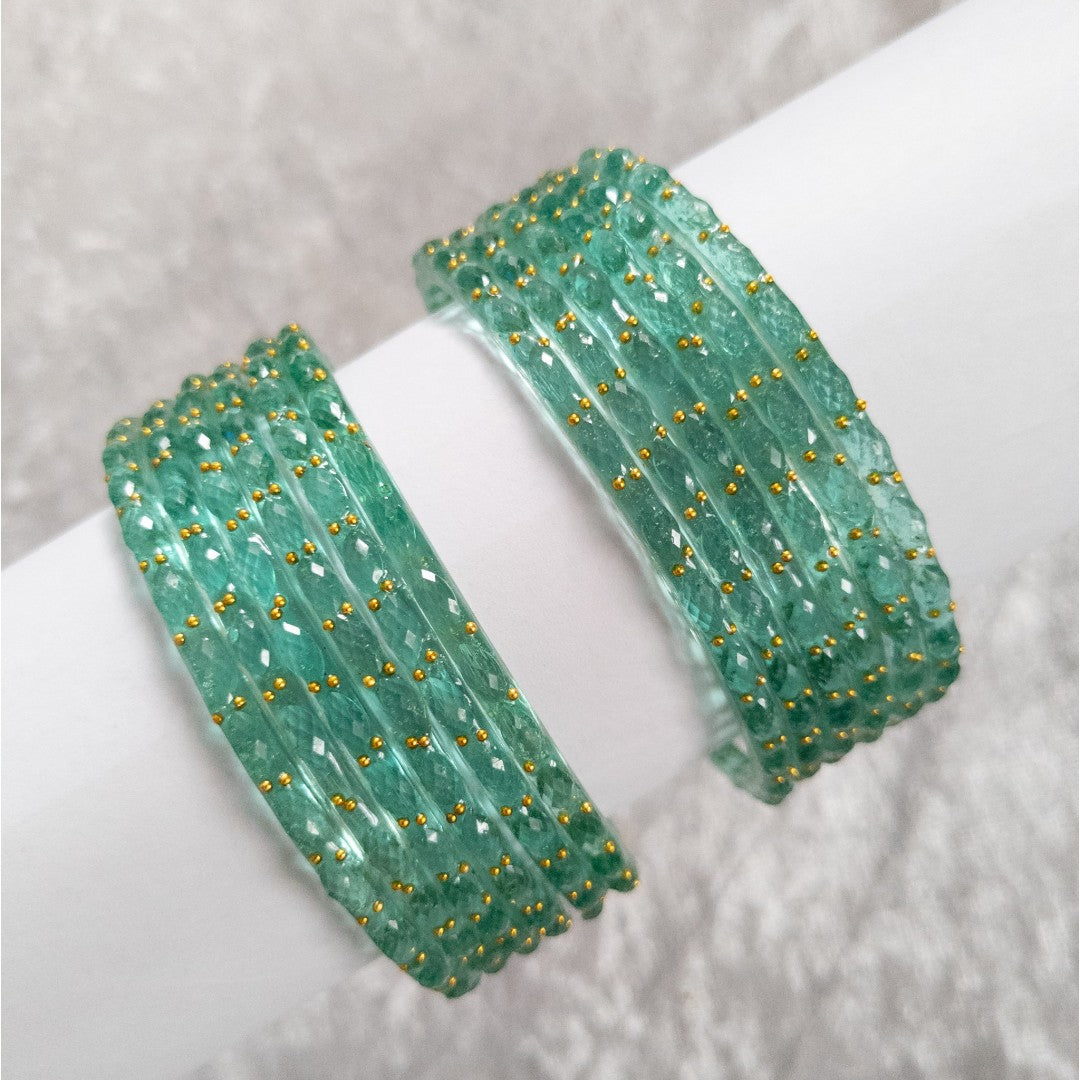 Rain Drop Glass Bangles – Set of 12 - Dark Blue