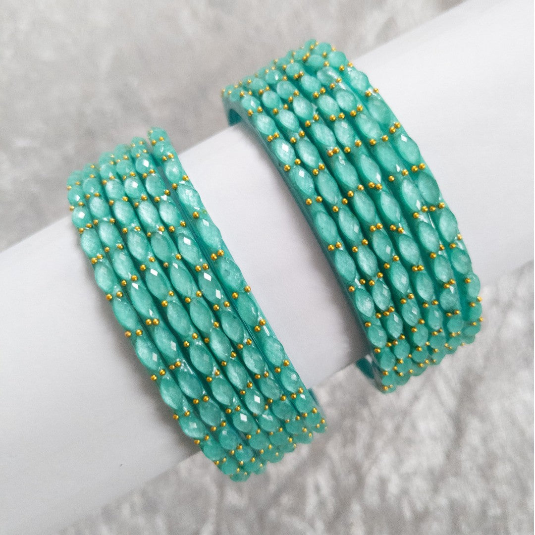 Rain Drop Glass Bangles – Set of 12 - Dark Blue