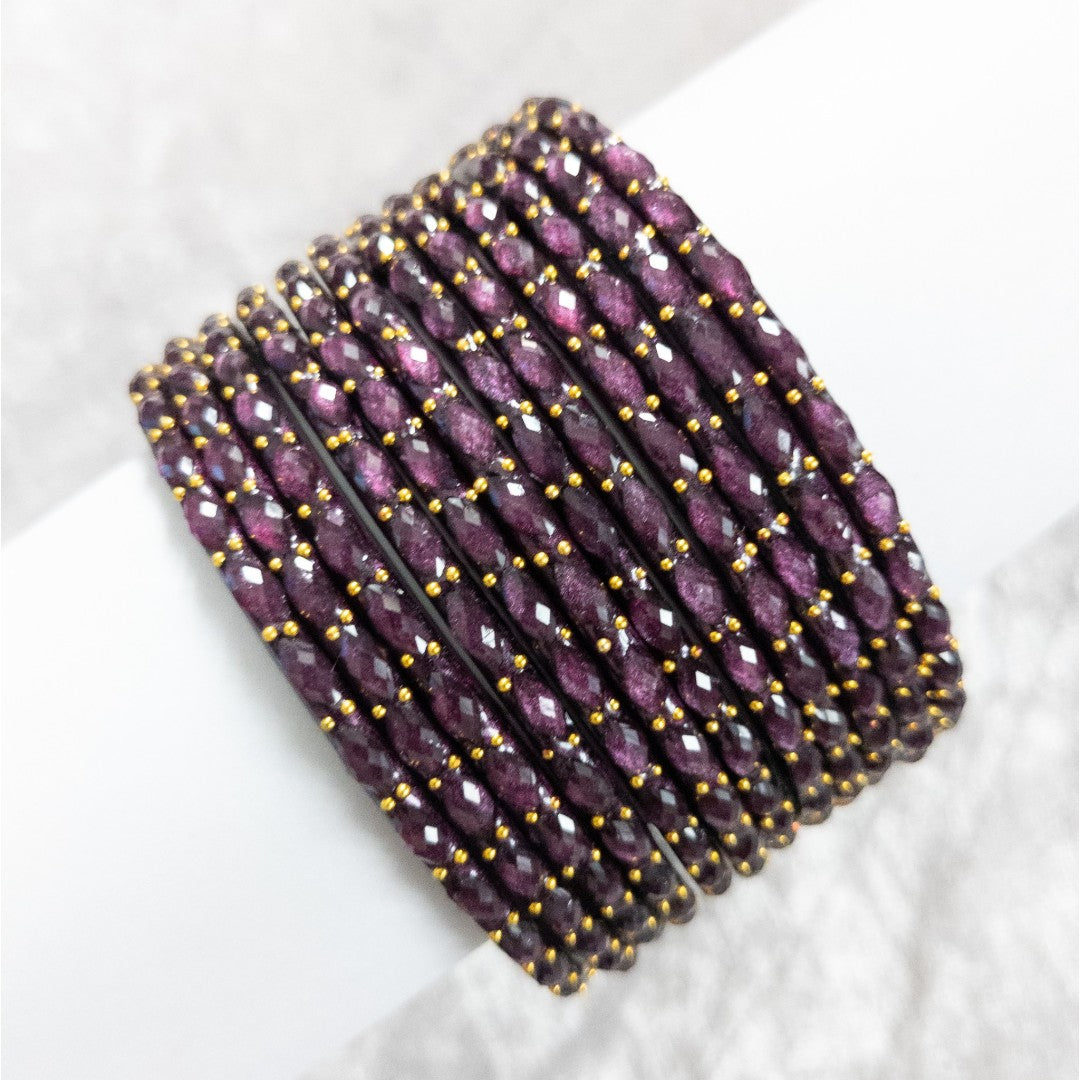 Rain Drop Glass Bangles – Set of 12 - Dark Blue