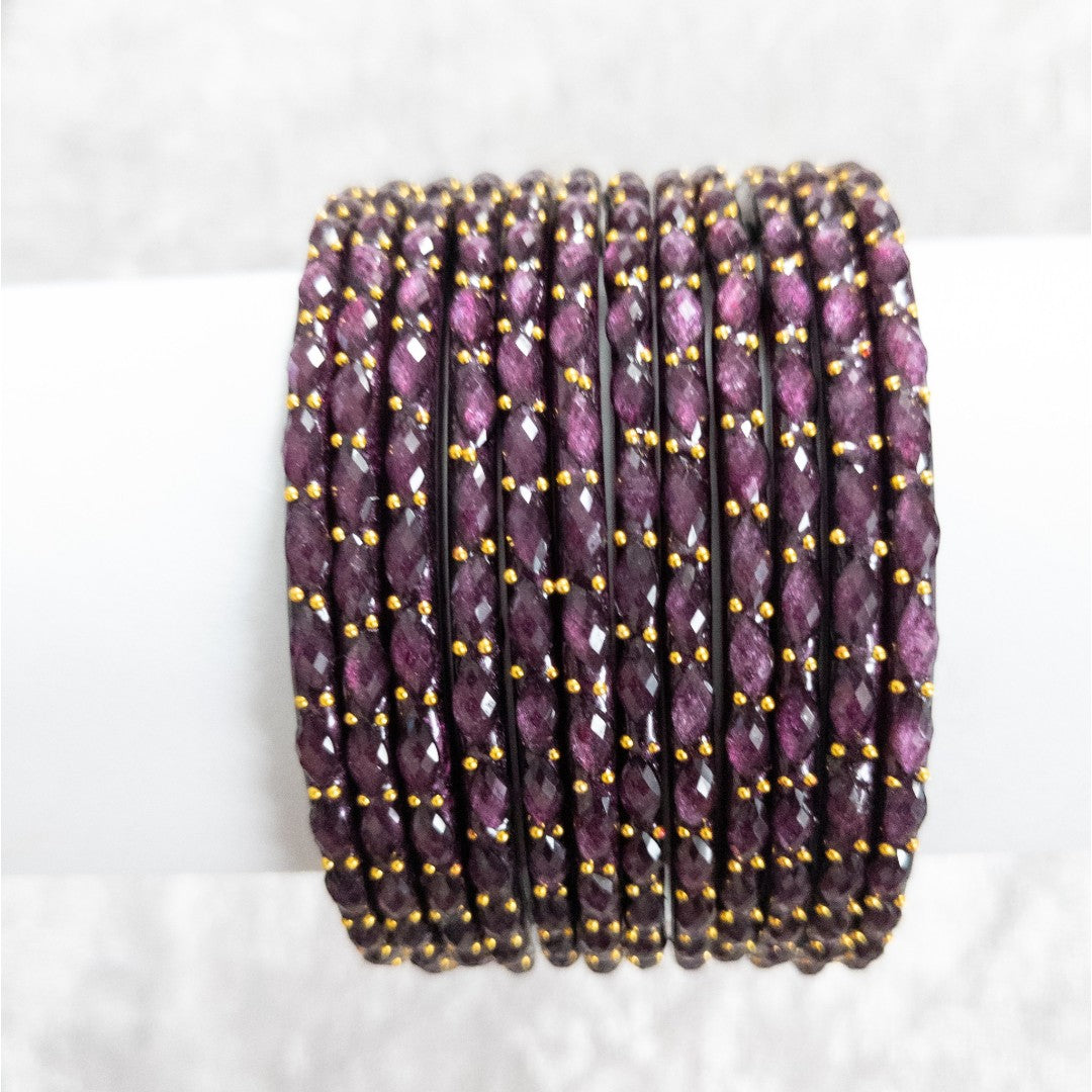 Rain Drop Glass Bangles – Set of 12 - Dark Blue