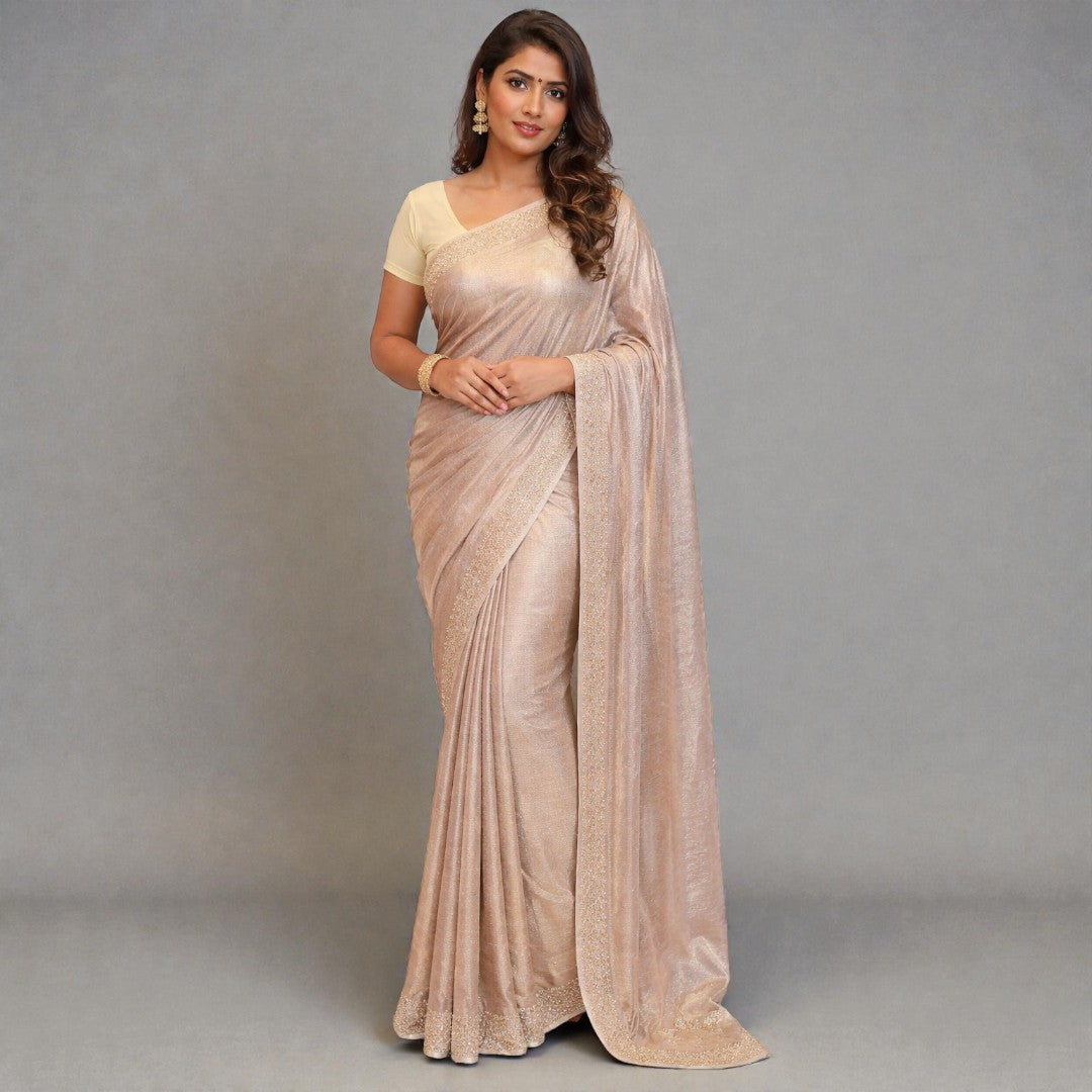 Space Silk Sarees – Premium | Edle, Weiche Seide in Perfektion | Grau, Gold
