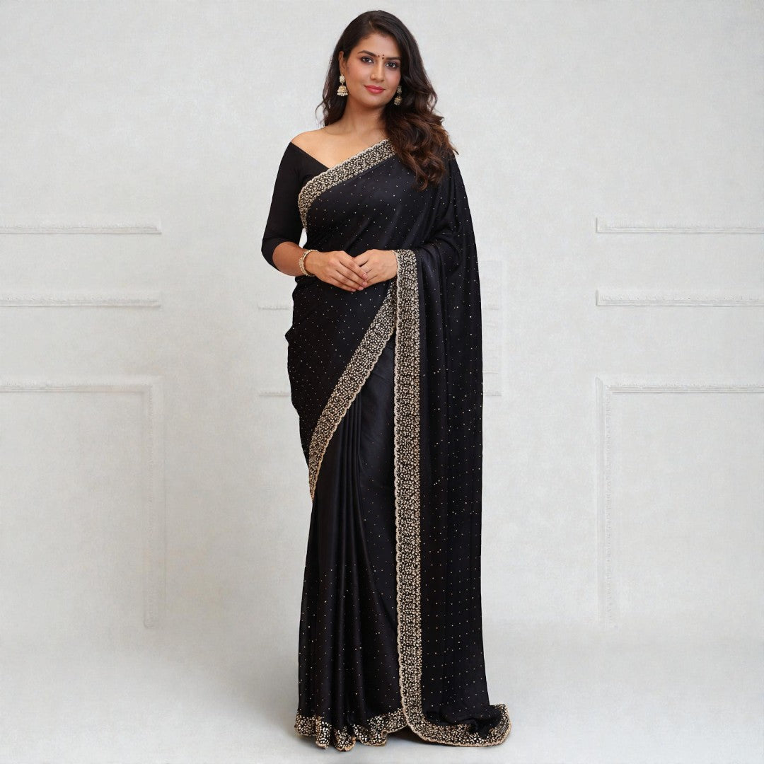 Space Silk Sarees – Premium | Edle, Weiche Seide in Perfektion | schwarz