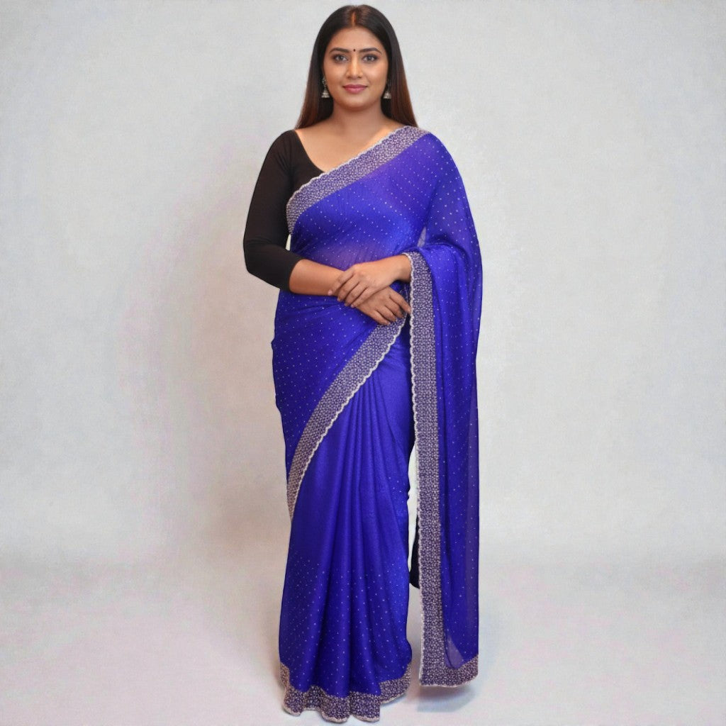 Space Silk Sarees – Premium | Edle, Weiche Seide in Perfektion | Königsblau