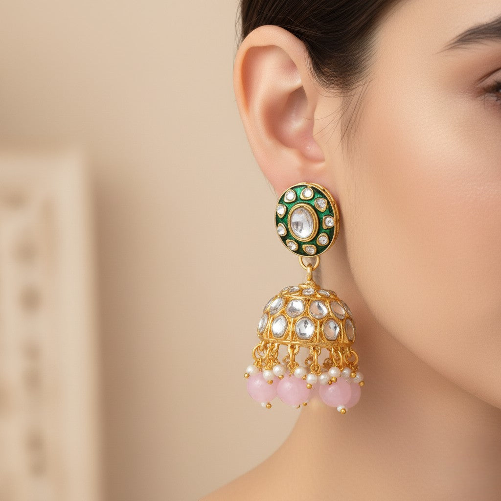 Kundan Ohrringe - Jumkha | gold | rosa