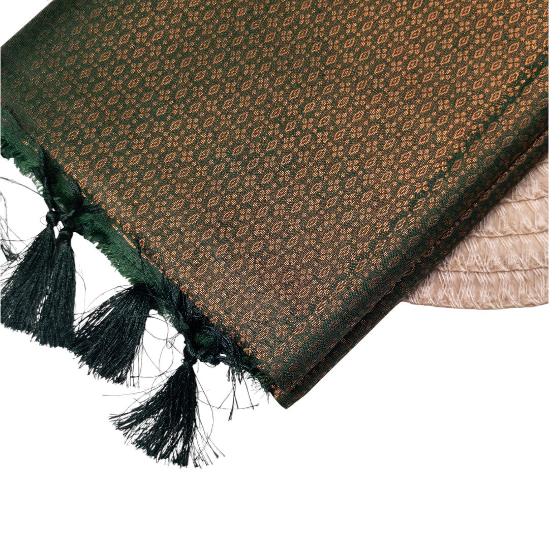 Soft Silk Saree – Hochwertige Handloom-Seide | Premium Weiche Seide Sari | dunkel grün