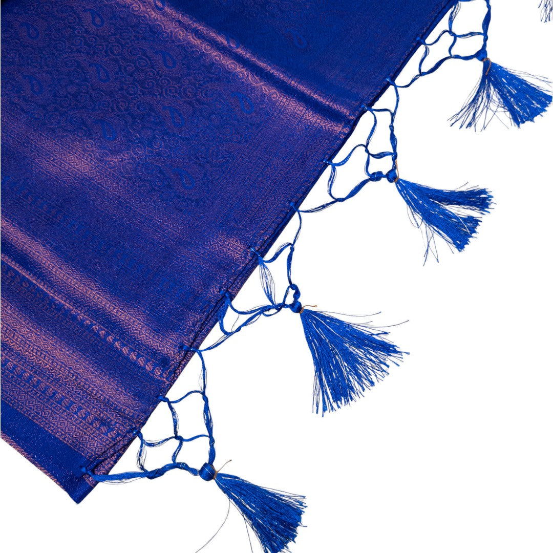 Soft Silk Saree – Hochwertige Handloom-Seide | Premium Weiche Seide Sari | Königsblau