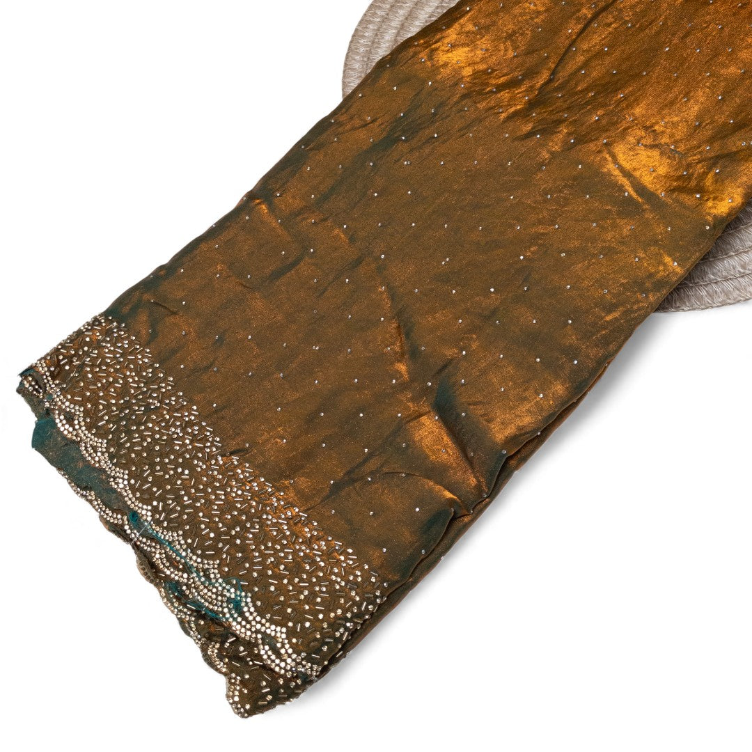 Space Silk Sarees – Premium | Edle, Weiche Seide in Perfektion | gold , grün dual shade