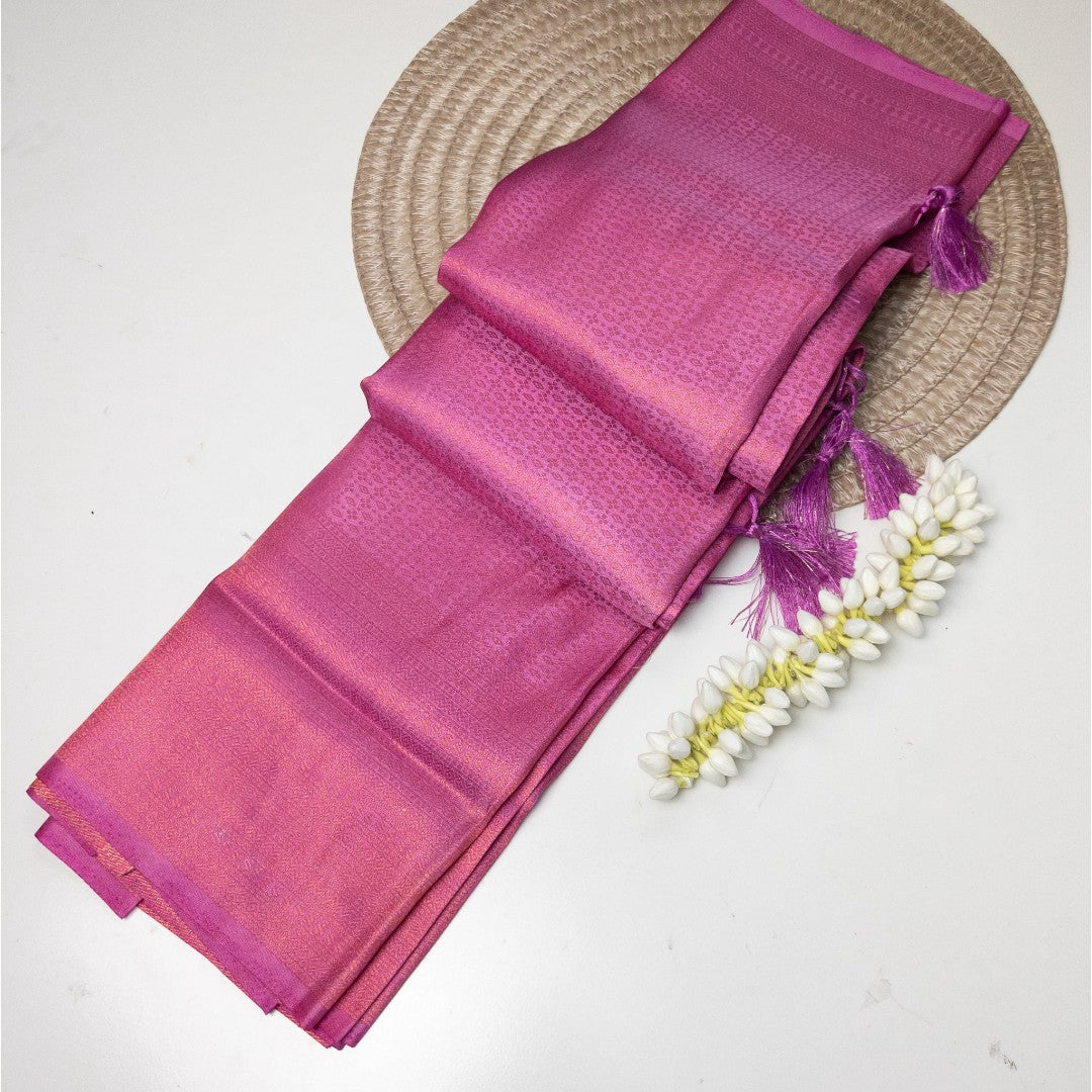 Soft Silk Saree – Hochwertige Handloom-Seide | Premium Weiche Seide Sari | Rosa Dunkel