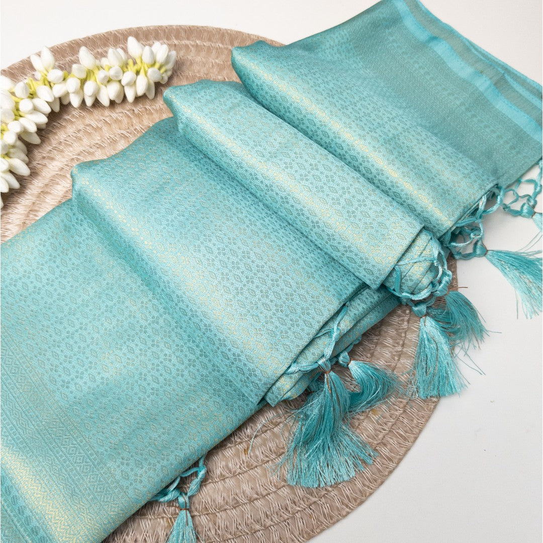 Soft Silk Saree – Hochwertige Handloom-Seide | Premium Weiche Seide Sari | Türkis