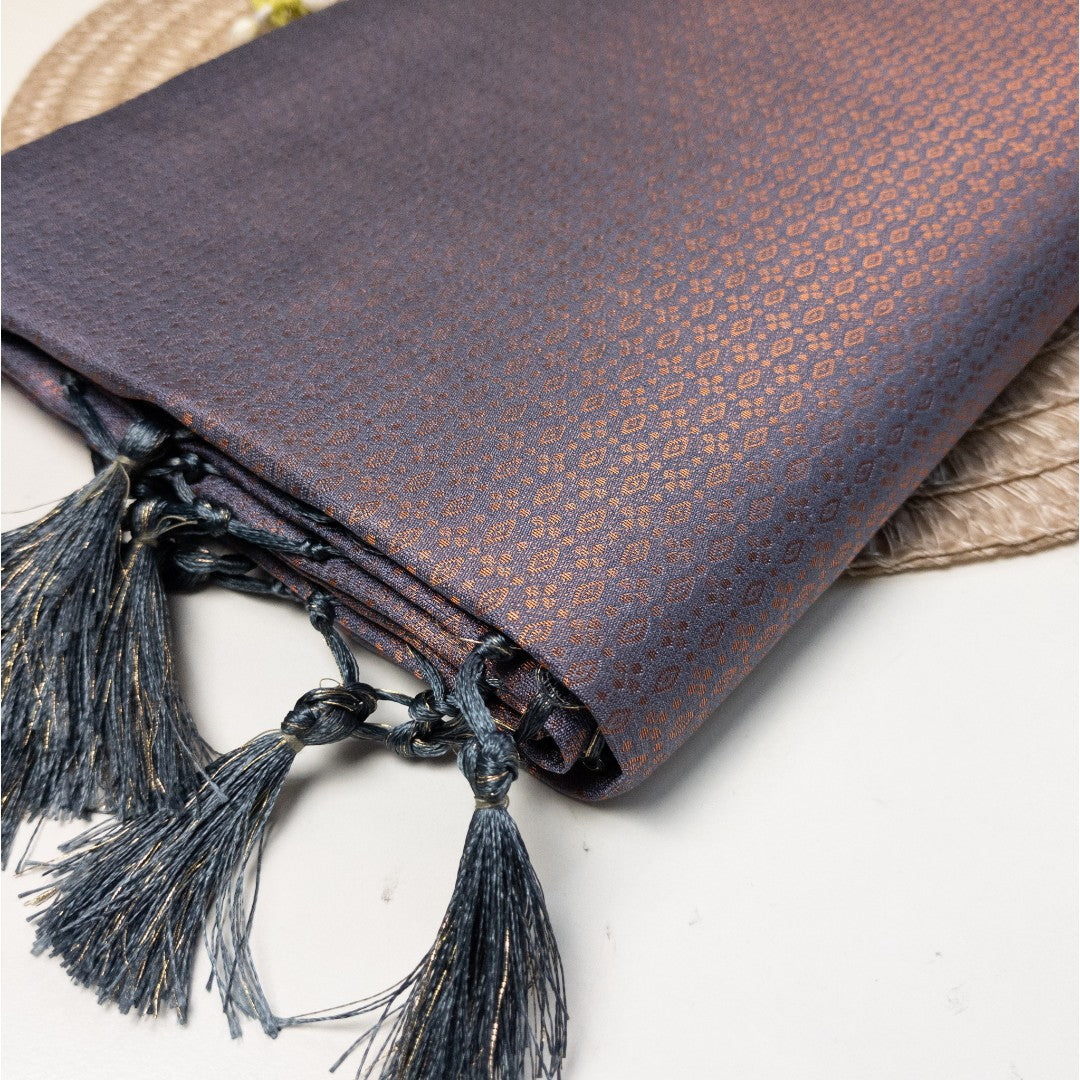 Soft Silk Saree – Hochwertige Handloom-Seide | Premium Weiche Seide Sari | Grau