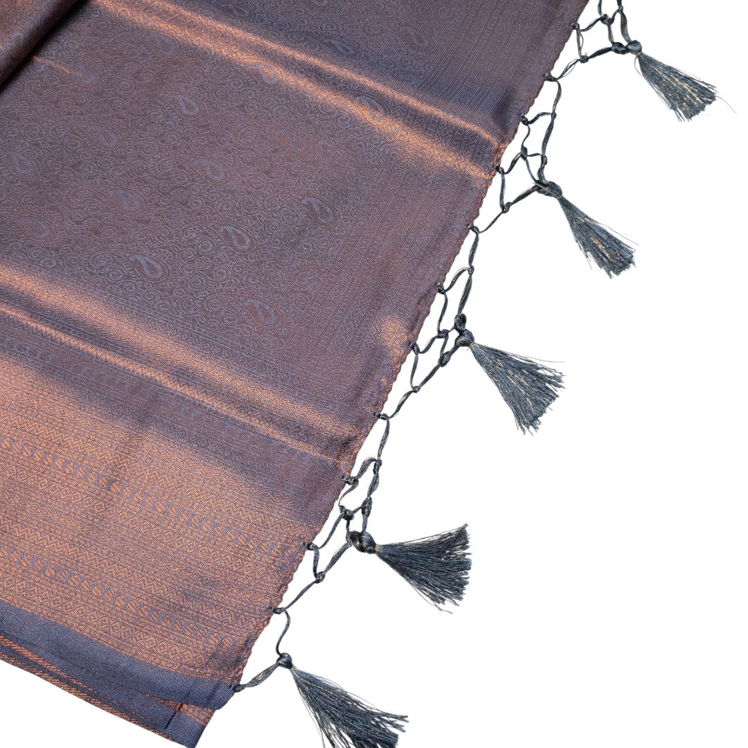 Soft Silk Saree – Hochwertige Handloom-Seide | Premium Weiche Seide Sari | Grau