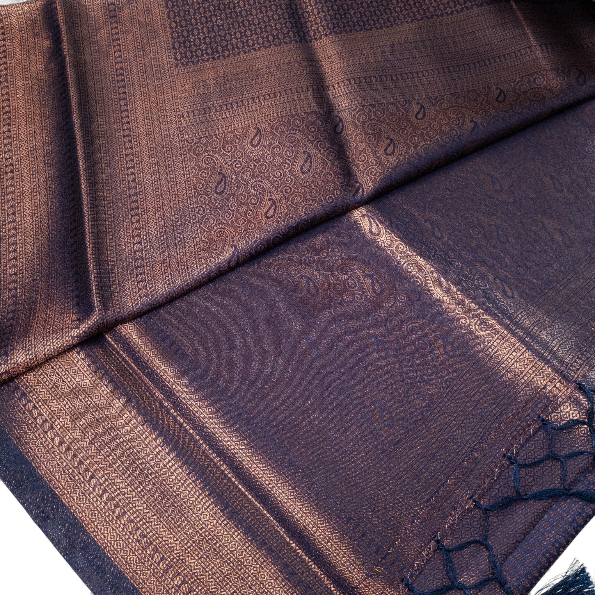 Soft Silk Saree – Hochwertige Handloom-Seide | Premium Weiche Seide Sari | Dunkel blau