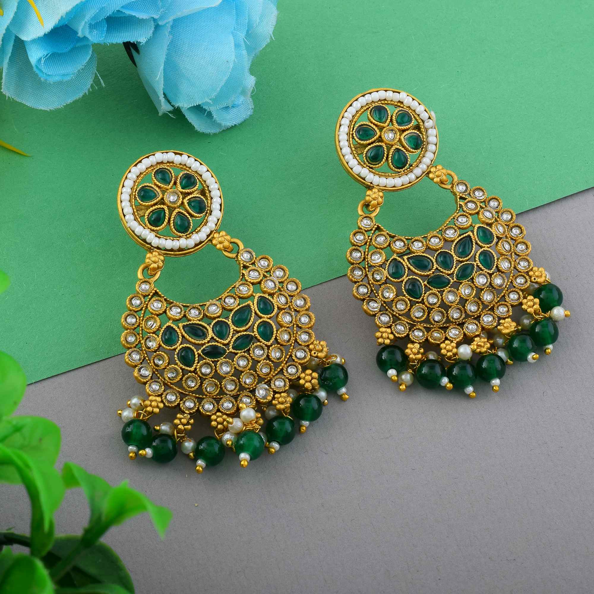 Fashion Earrings - Silver | sea green