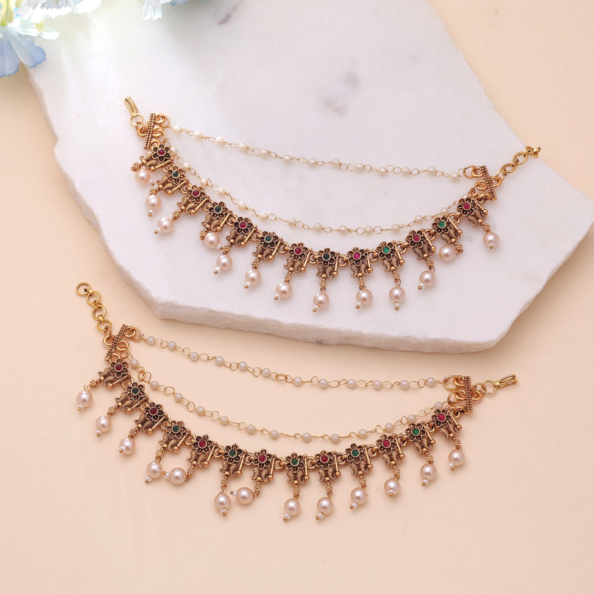 Maatal-Ohrringschmuck - Matt Gold | Pearl