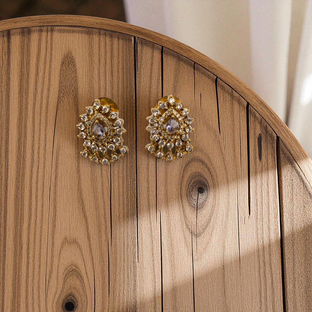 Trendy - Halskette mit Ohrringe - gold | lila