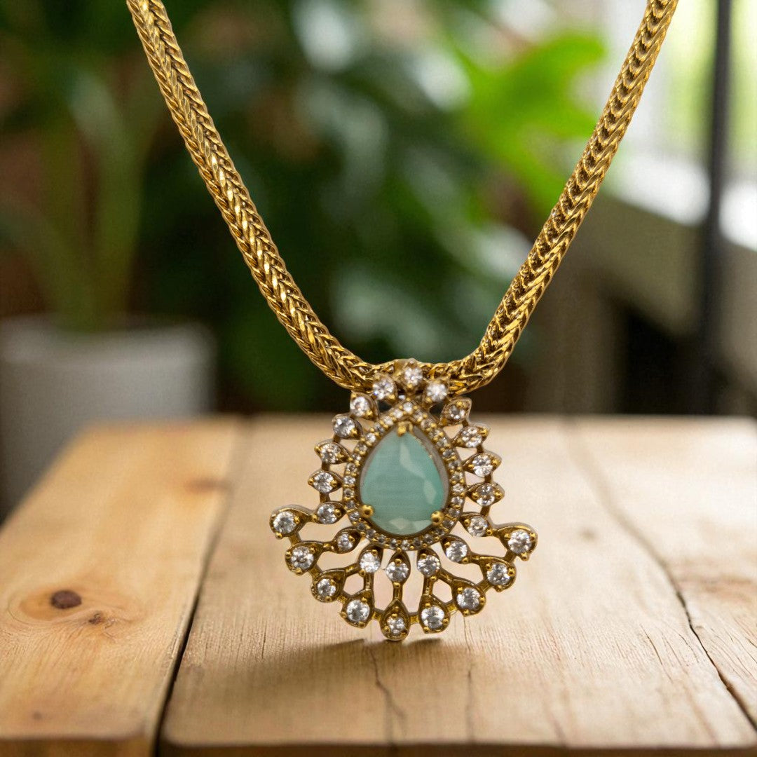 Trendy - Halskette mit Ohrringe - gold | mint