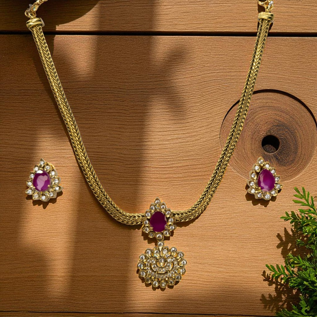 Trendy - Halskette mit Ohrringe - gold | Magenta