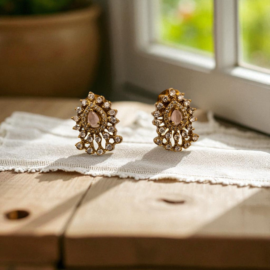 Trendy - Halskette mit Ohrringe - gold | Rosa