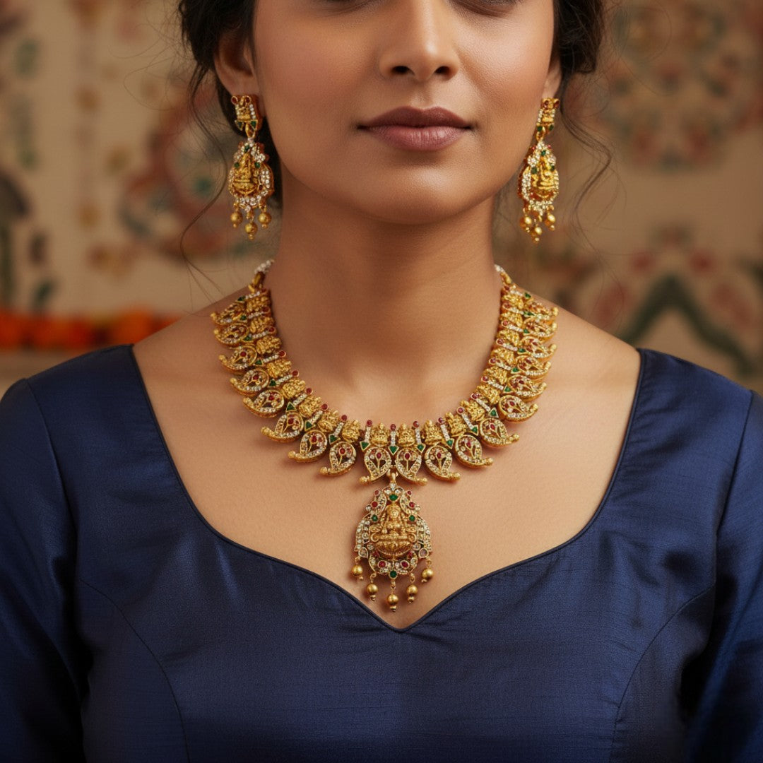Temple Choker Necklace with Earrings