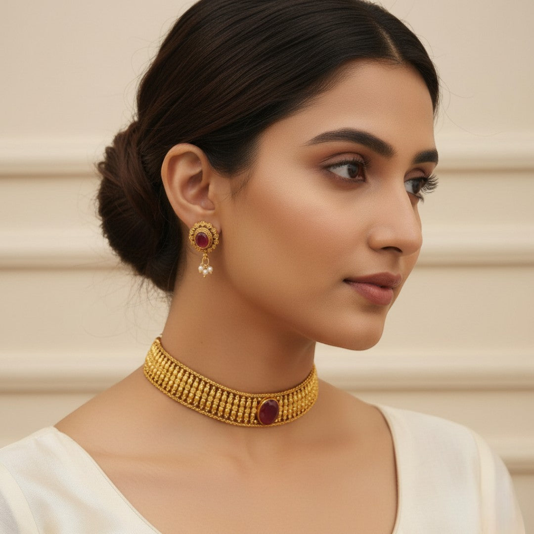 Trendy Choker Halskette mit Ohrringe