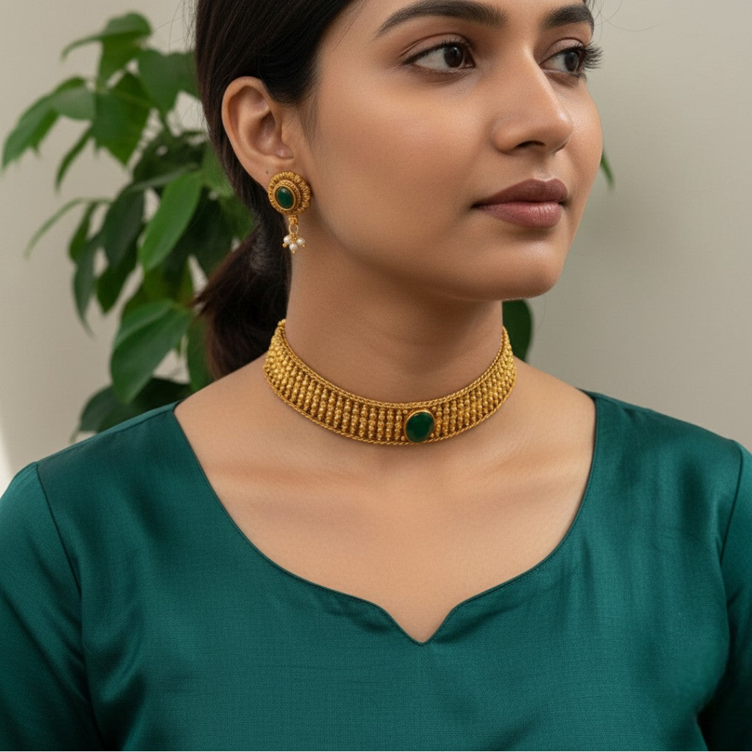 Trendy Choker Halskette mit Ohrringe