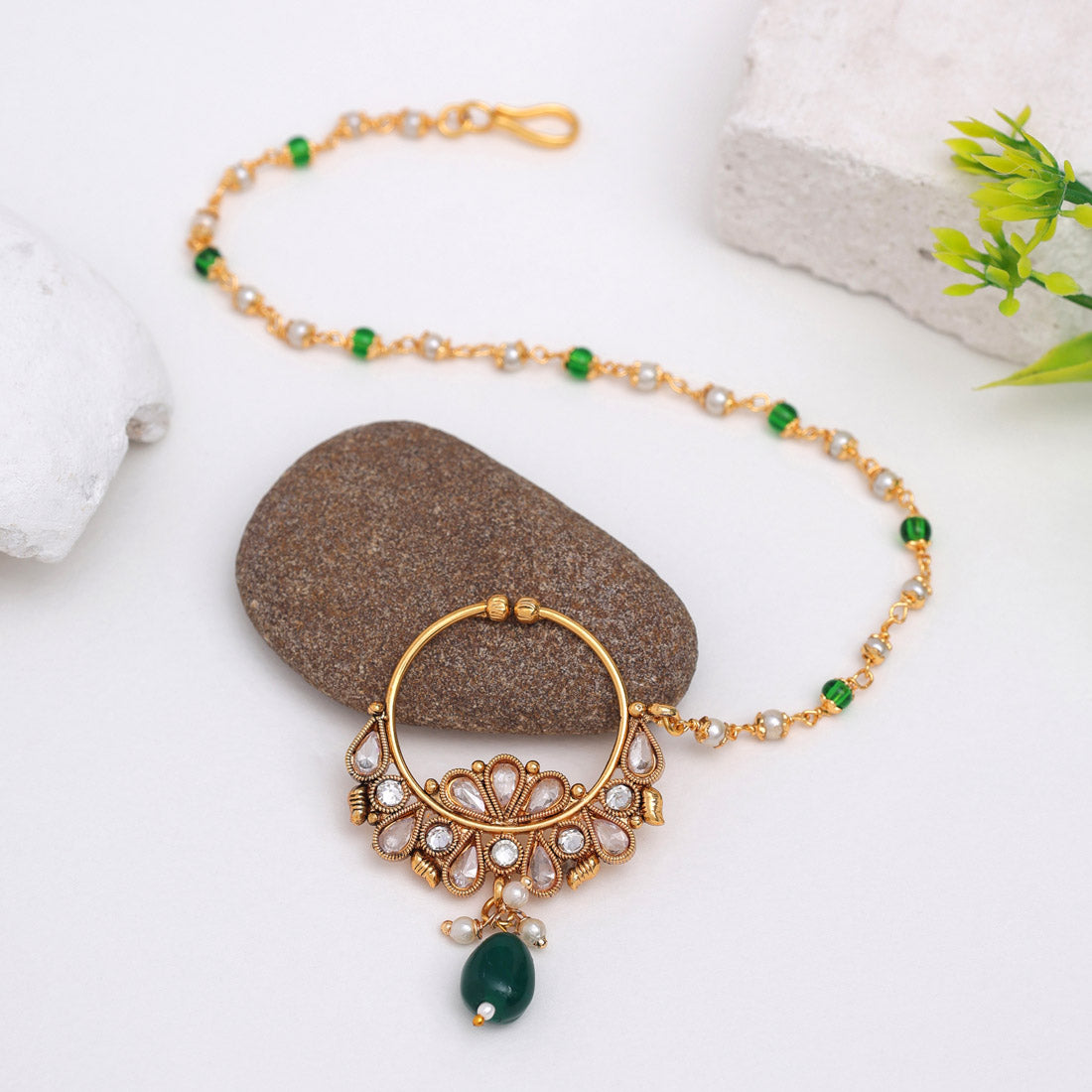 Nose Nath - Gold | Green, white