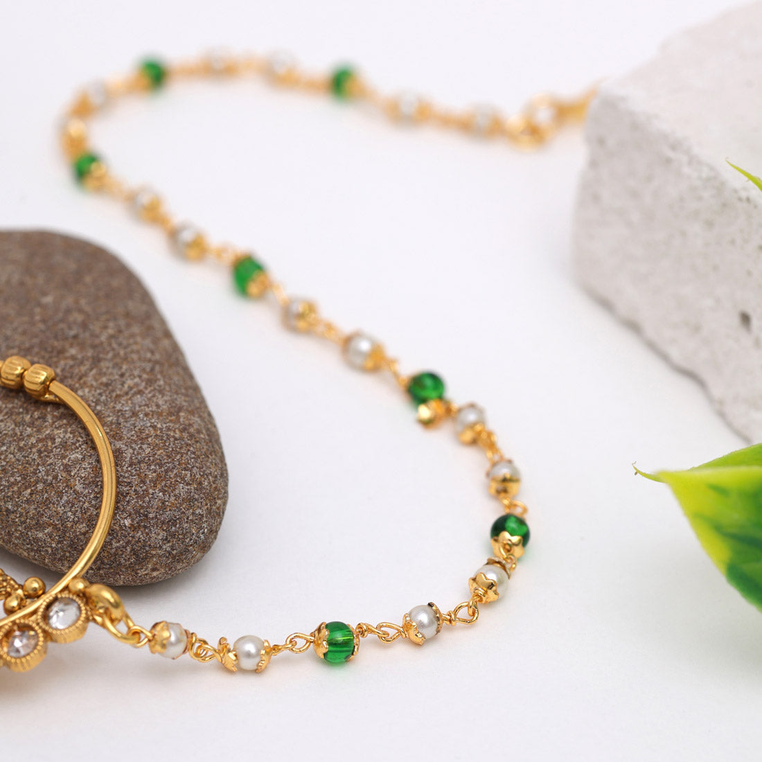 Nose Nath - Gold | Green, white