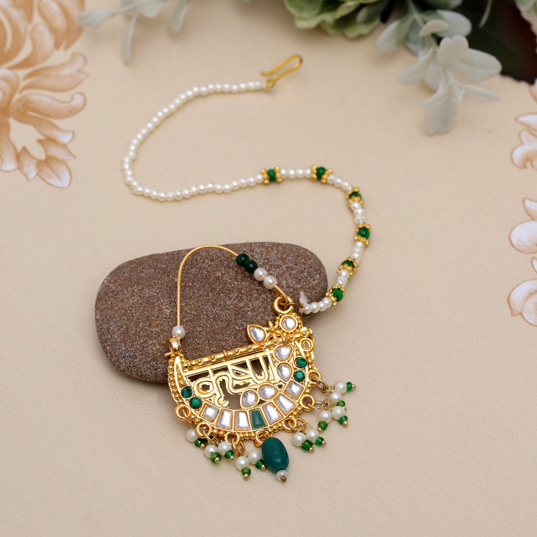 Nose Nath - Gold | Green, white