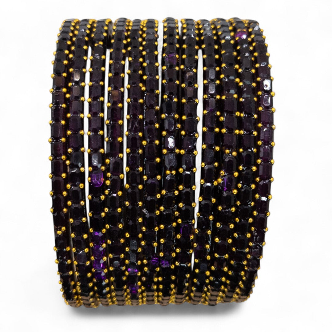 Rain Drop Glass Bangles – Set of 12 - Dark Blue