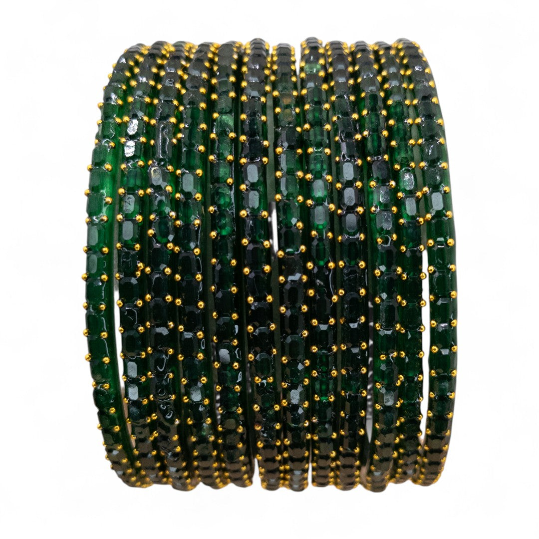 Rain Drop Glass Bangles – Set of 12 - Dark Blue