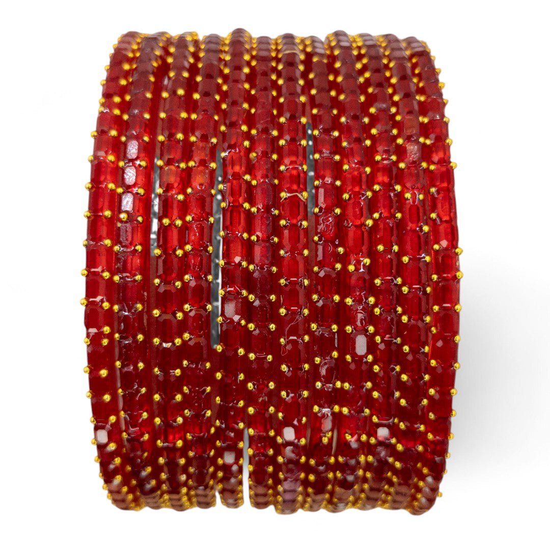 Rain Drop Glass Bangles – Set of 12 - Dark Blue
