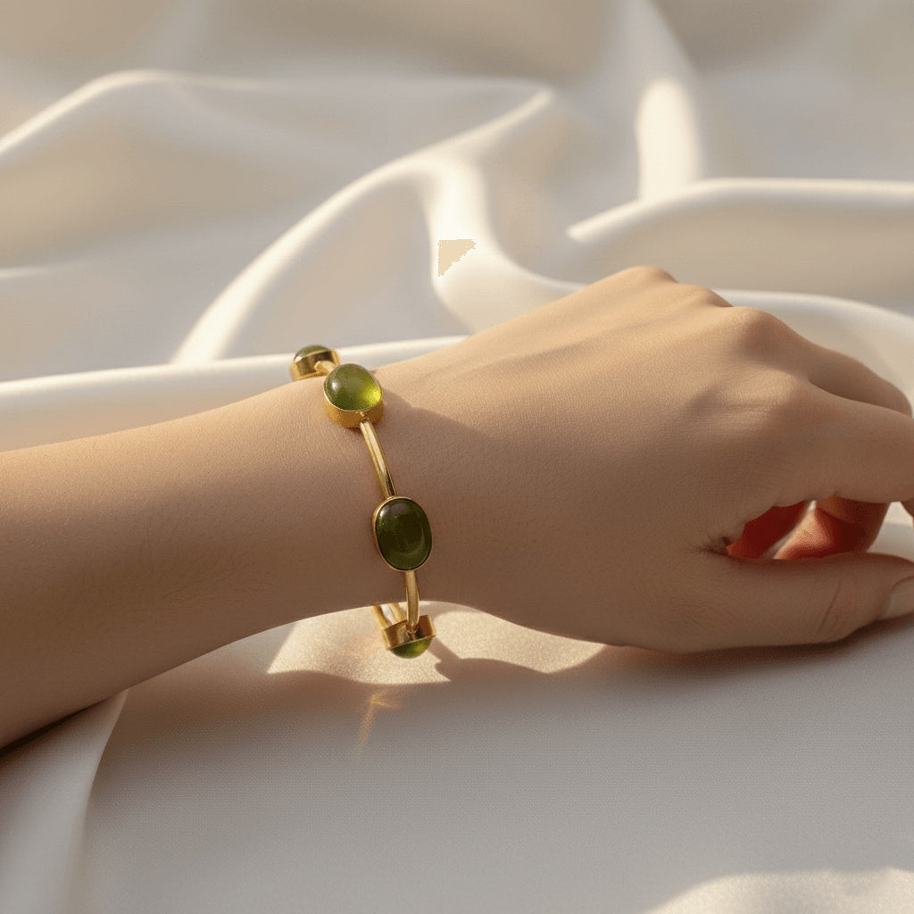 Armband - gold -olivengrün - Monalisa stein