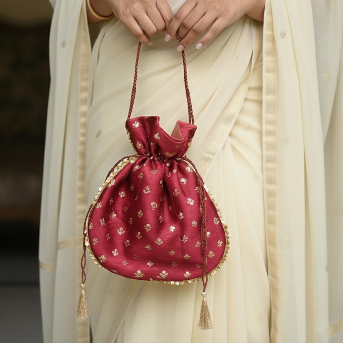 Potli Bag - Maroon